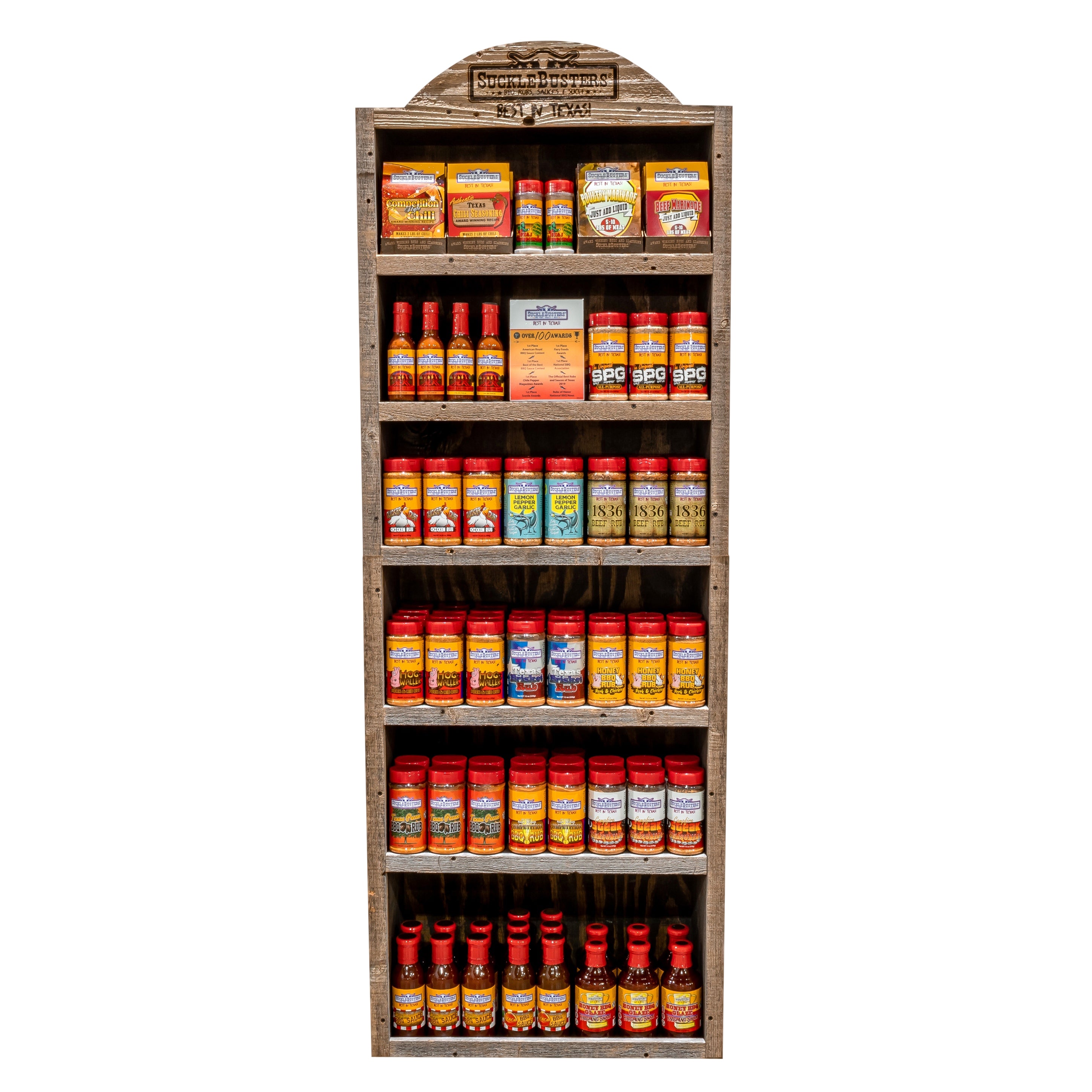 Rustic Barnwood Floor Display with Best Selling Products