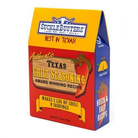 Texas Chili Kit box, award-winning recipe that makes 2 lbs of chili
